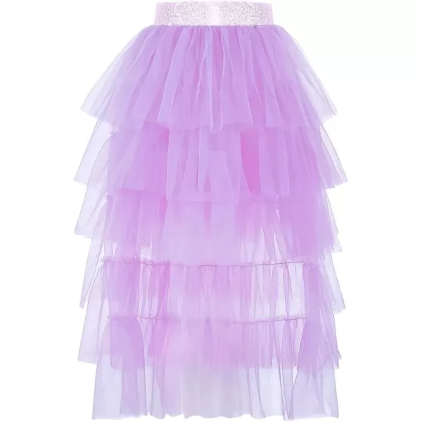 Girls Layered Tutu Skirts Elastic Waist Tulle HighLow Skorts Dance Party OutfitsPurple