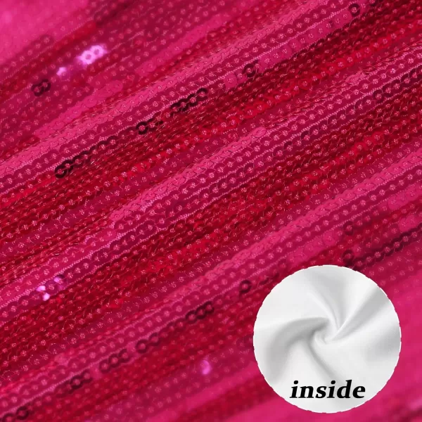 imageWELAKEN Girls Sequin Flare Pants Sparkle Elastic Waist Dance Pants with PocketsHot Pink