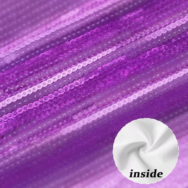 imageWELAKEN Girls Sequin Flare Pants Sparkle Elastic Waist Dance Pants with PocketsPurple