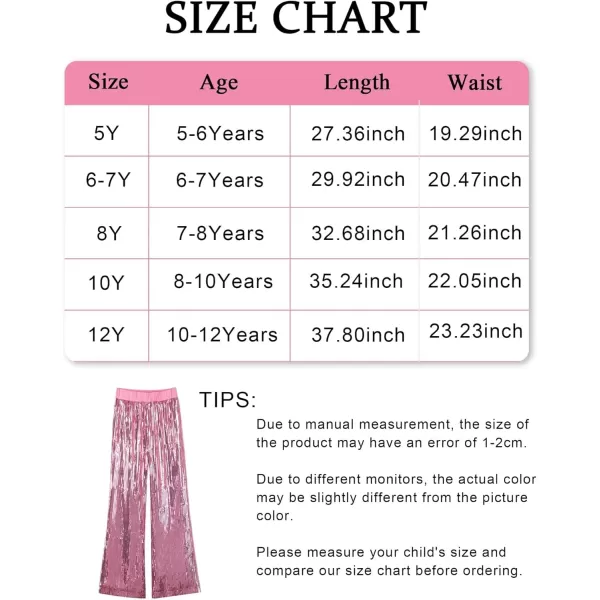 imageWELAKEN Girls Sequin Flare Pants Sparkle Elastic Waist Dance Pants with PocketsSilver