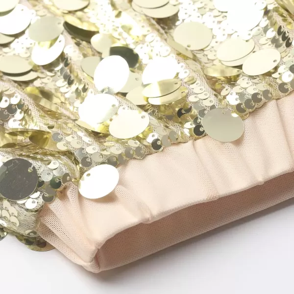 imageWELAKEN Sparkly Sequin Skirt for Girls Toddler ampamp Kids Elastic Waistband Skirts with LiningAglitter gold