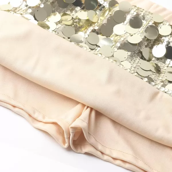 imageWELAKEN Sparkly Sequin Skirt for Girls Toddler ampamp Kids Elastic Waistband Skirts with LiningAglitter gold