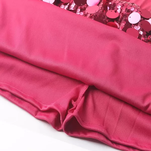 imageWELAKEN Sparkly Sequin Skirt for Girls Toddler ampamp Kids Elastic Waistband Skirts with LiningAglitter hot Pink