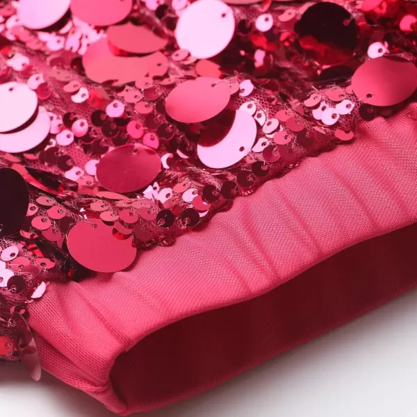 imageWELAKEN Sparkly Sequin Skirt for Girls Toddler ampamp Kids Elastic Waistband Skirts with LiningAglitter hot Pink