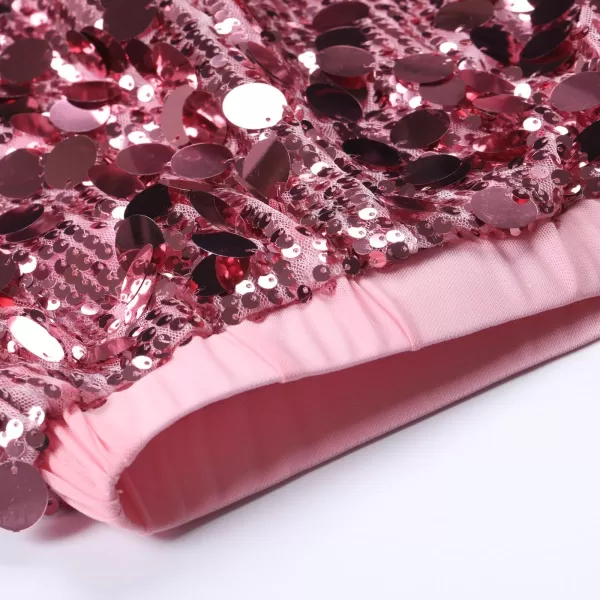 imageWELAKEN Sparkly Sequin Skirt for Girls Toddler ampamp Kids Elastic Waistband Skirts with LiningAglitter pink