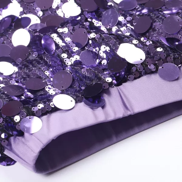 imageWELAKEN Sparkly Sequin Skirt for Girls Toddler ampamp Kids Elastic Waistband Skirts with LiningAglitter purple