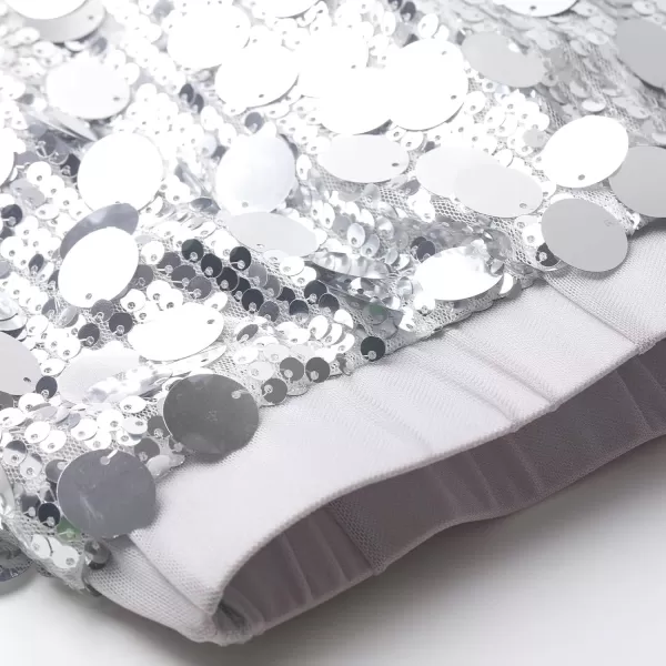 imageWELAKEN Sparkly Sequin Skirt for Girls Toddler ampamp Kids Elastic Waistband Skirts with LiningAglitter silver