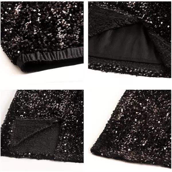 imageWELAKEN Sparkly Sequin Skirt for Girls Toddler ampamp Kids Elastic Waistband Skirts with LiningBlack midipencil