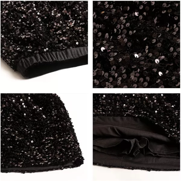 imageWELAKEN Sparkly Sequin Skirt for Girls Toddler ampamp Kids Elastic Waistband Skirts with LiningBlack minipencil