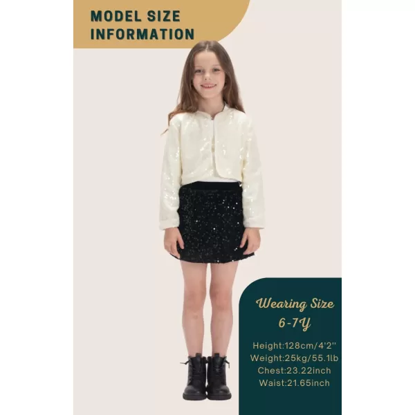 imageWELAKEN Sparkly Sequin Skirt for Girls Toddler ampamp Kids Elastic Waistband Skirts with LiningBlack minipencil