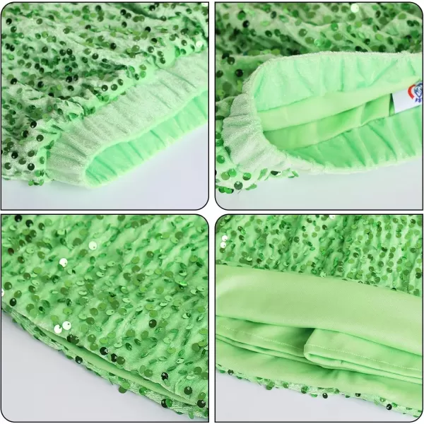imageWELAKEN Sparkly Sequin Skirt for Girls Toddler ampamp Kids Elastic Waistband Skirts with LiningGreen