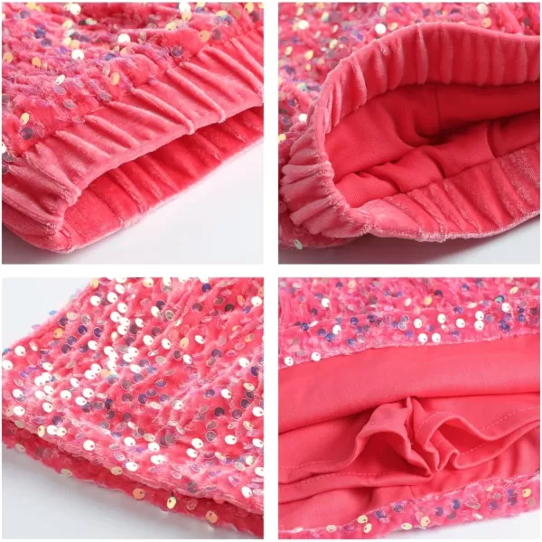 imageWELAKEN Sparkly Sequin Skirt for Girls Toddler ampamp Kids Elastic Waistband Skirts with LiningHot Pink minipencil