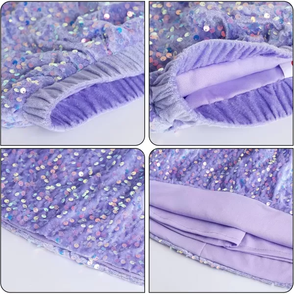 imageWELAKEN Sparkly Sequin Skirt for Girls Toddler ampamp Kids Elastic Waistband Skirts with LiningLight Purple