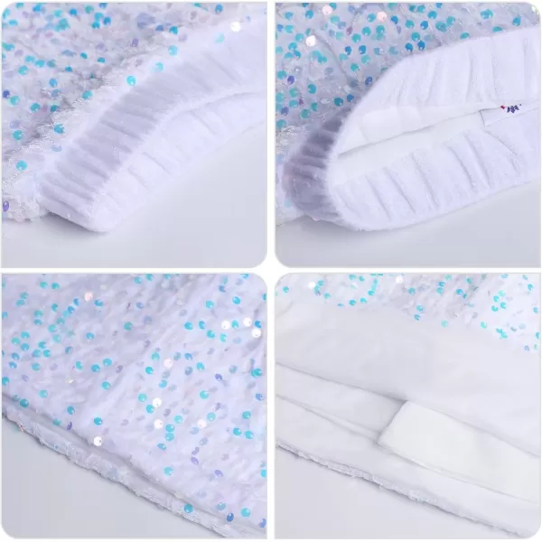 imageWELAKEN Sparkly Sequin Skirt for Girls Toddler ampamp Kids Elastic Waistband Skirts with LiningWhite