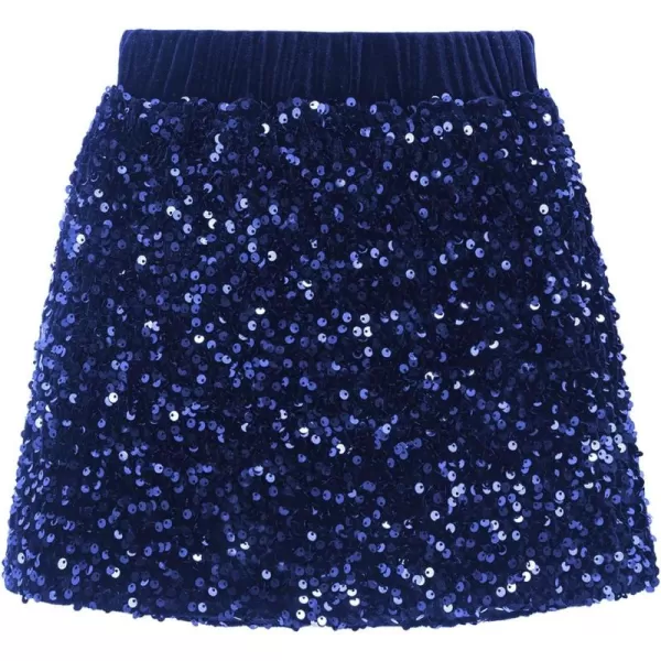 imageWELAKEN Sparkly Sequin Skirt for Girls Toddler ampamp Kids Elastic Waistband Skirts with LiningBlue minipencil