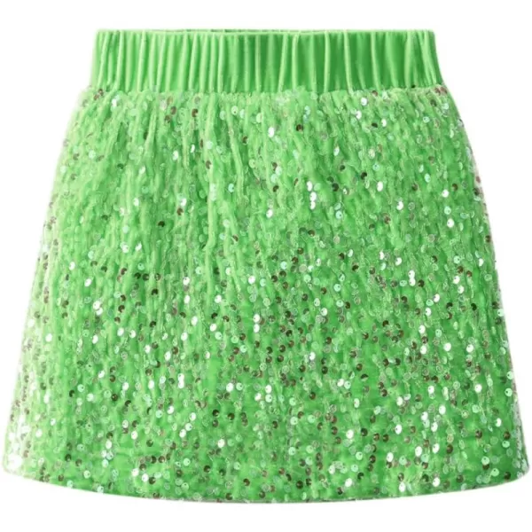 imageWELAKEN Sparkly Sequin Skirt for Girls Toddler ampamp Kids Elastic Waistband Skirts with LiningGreen