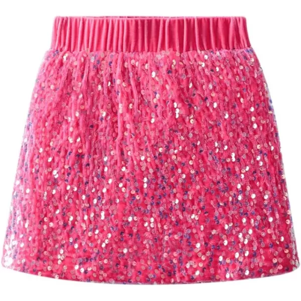 imageWELAKEN Sparkly Sequin Skirt for Girls Toddler ampamp Kids Elastic Waistband Skirts with LiningHot Pink minipencil