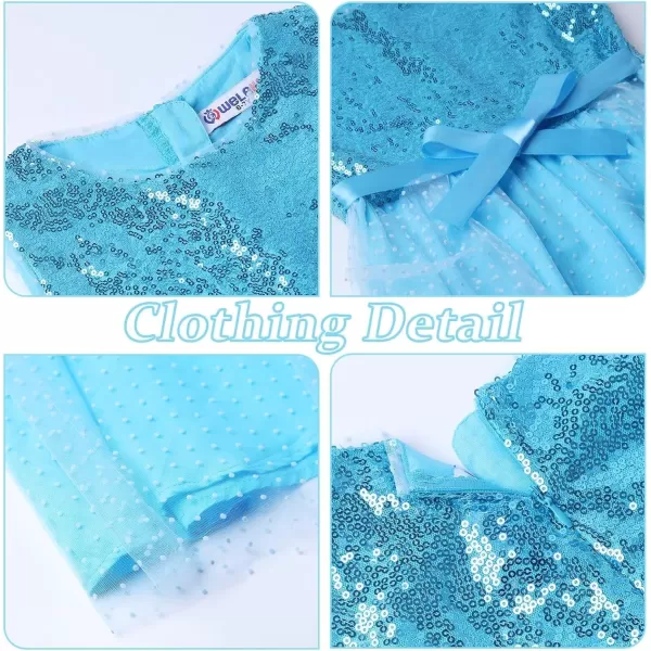 imageGirls Sequin Tulle Dress with Lining Mesh Sleeveless Pageant Prom Party DressBlue