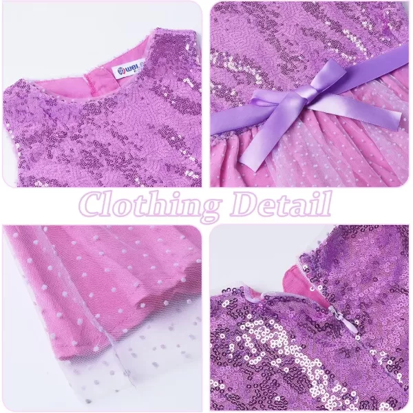 imageGirls Sequin Tulle Dress with Lining Mesh Sleeveless Pageant Prom Party DressPurple