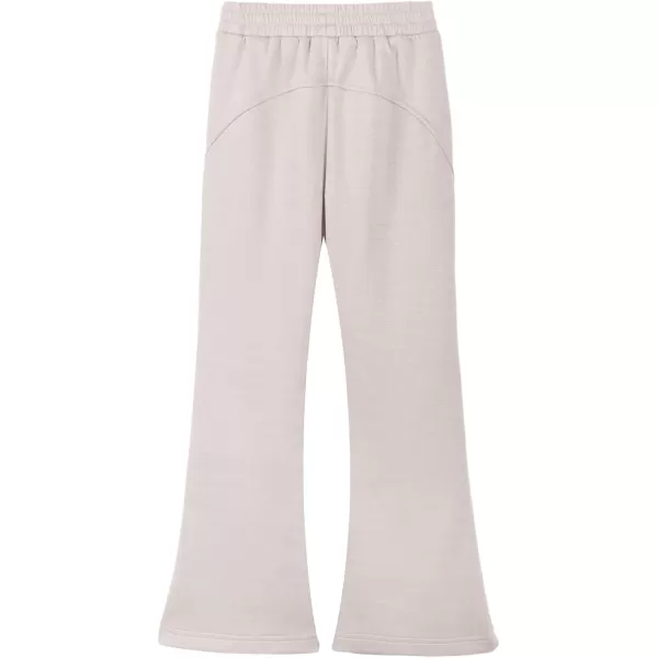 imageWELAKEN Girls Flare Sweatpants Elastic Waist Bootcut Casual Jogger Pants with PocketsBeige