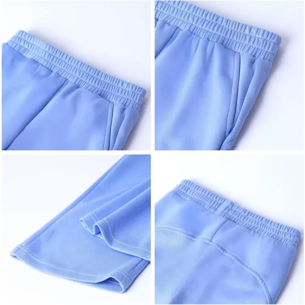 imageWELAKEN Girls Flare Sweatpants Elastic Waist Bootcut Casual Jogger Pants with PocketsBlue