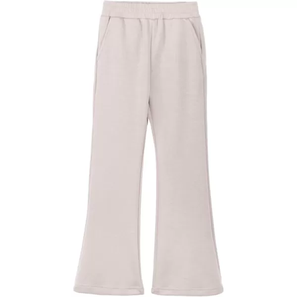 imageWELAKEN Girls Flare Sweatpants Elastic Waist Bootcut Casual Jogger Pants with PocketsBeige