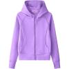 imageWELAKEN Girls ZipUp Hoodie Sweatshirt Kids Long Sleeve Hooded Sweatshirt with PocketsPurple