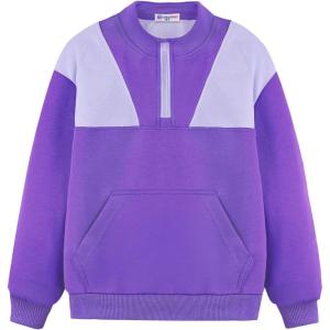 imageWELAKEN Girls Sweatshirt Half Zip Mock Neck Long Sleeve Pullover Sweatshirts with PocketPurple