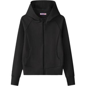 imageWELAKEN Girls ZipUp Hoodie Sweatshirt Kids Long Sleeve Hooded Sweatshirt with PocketsBlack