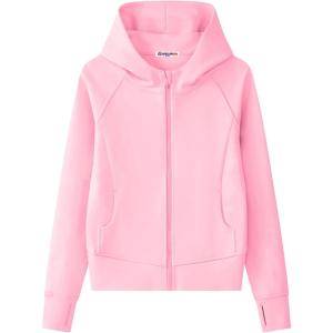 imageWELAKEN Girls ZipUp Hoodie Sweatshirt Kids Long Sleeve Hooded Sweatshirt with PocketsPink