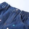 imageWELAKEN Girl Jean Shorts Rhinestone Ripped Raw Trim Straight Leg High Waist Denim ShortsDark Blue