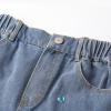 imageWELAKEN Girl Jean Shorts Rhinestone Ripped Raw Trim Straight Leg High Waist Denim ShortsLight Blue