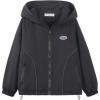 imageWELAKEN Girls Lightweight Jacket WaterResistant Windbreaker Hooded Rain Coats with PocketsBlack