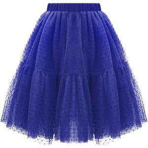 imageGirls Midi Skirts 4 Layered Tulle Tutu Skirt for Kids ampamp Teen ampamp ToddlerBlue dot