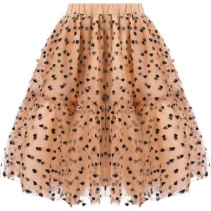 imageGirls Midi Skirts 4 Layered Tulle Tutu Skirt for Kids ampamp Teen ampamp ToddlerChampagne Color heart