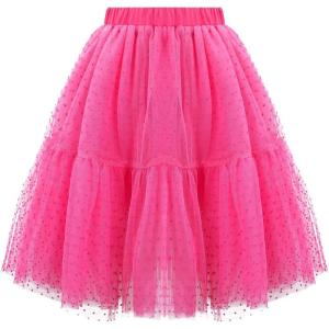 imageGirls Midi Skirts 4 Layered Tulle Tutu Skirt for Kids ampamp Teen ampamp ToddlerHot Pink dot
