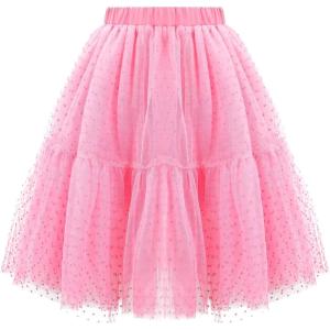 imageGirls Midi Skirts 4 Layered Tulle Tutu Skirt for Kids ampamp Teen ampamp ToddlerPink