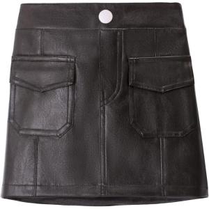 imageWELAKEN Faux Leather Skirt for Girls Toddler ampamp Kids II Girls A Line Skirt with Two Front PocketsBlack square Pocket