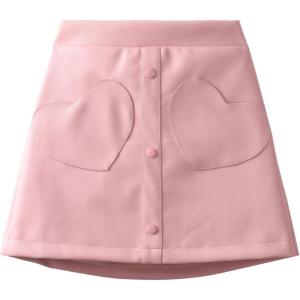 imageWELAKEN Faux Leather Skirt for Girls Toddler ampamp Kids II Girls A Line Skirt with Two Front PocketsHeart pink