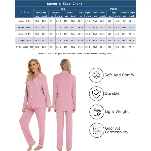 Leikar Button Up Pajama Set For Women Long Sleeve Shirt And Pajama Pants Soft Pjs Lounge SetsBean Paste
