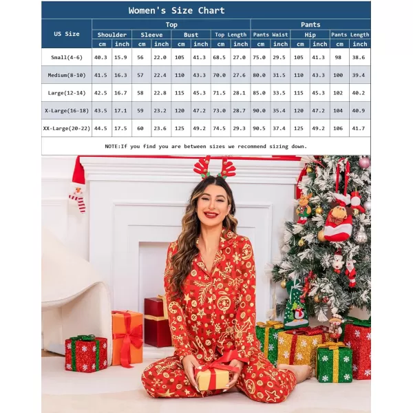 Leikar Button Up Pajama Set For Women Long Sleeve Shirt And Pajama Pants Soft Pjs Lounge SetsChristmas 1