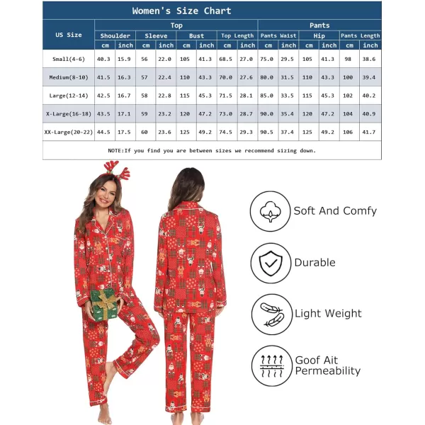 Leikar Button Up Pajama Set For Women Long Sleeve Shirt And Pajama Pants Soft Pjs Lounge SetsChristmas 2