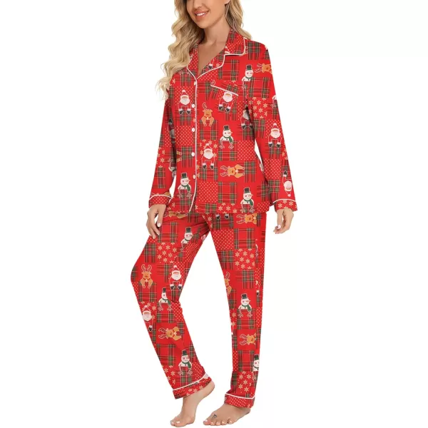 Leikar Button Up Pajama Set For Women Long Sleeve Shirt And Pajama Pants Soft Pjs Lounge SetsChristmas 2
