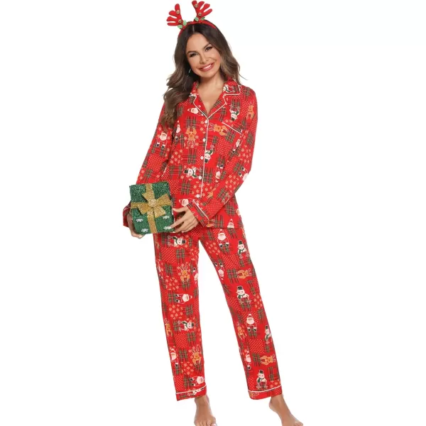 Leikar Button Up Pajama Set For Women Long Sleeve Shirt And Pajama Pants Soft Pjs Lounge SetsChristmas 2
