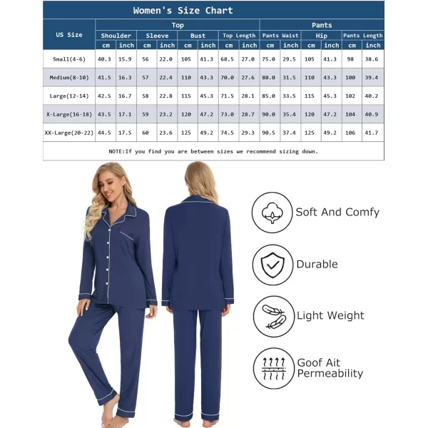 Leikar Button Up Pajama Set For Women Long Sleeve Shirt And Pajama Pants Soft Pjs Lounge SetsCyan Blue