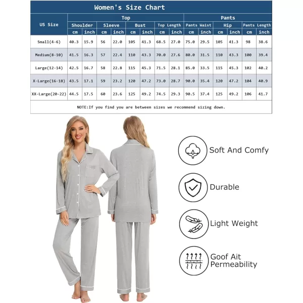 Leikar Button Up Pajama Set For Women Long Sleeve Shirt And Pajama Pants Soft Pjs Lounge SetsGray