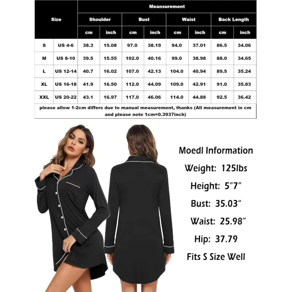 Leikar Maternity Nightgown For Women Nursing Pajamas Long Sleeve SleepshirtLong Sleeveblack