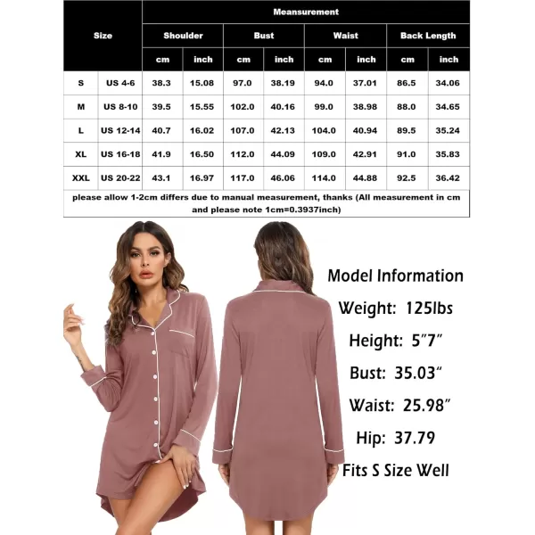 Leikar Maternity Nightgown For Women Nursing Pajamas Long Sleeve SleepshirtLong Sleevebrick Red