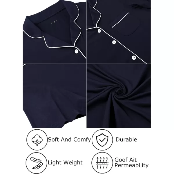 Leikar Maternity Nightgown For Women Nursing Pajamas Long Sleeve SleepshirtLong Sleevenavy Blue