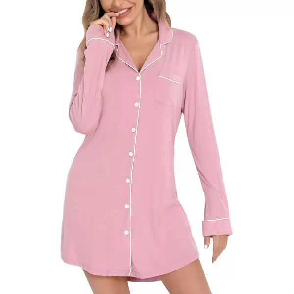 Leikar Maternity Nightgown For Women Nursing Pajamas Long Sleeve SleepshirtLong Sleevepink